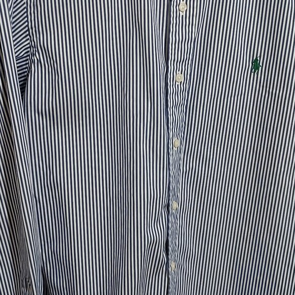 Ralph Lauren Custom Fit Mens Long Sleeve Button Down Shirt Size L Blue/White - Picture 9 of 12